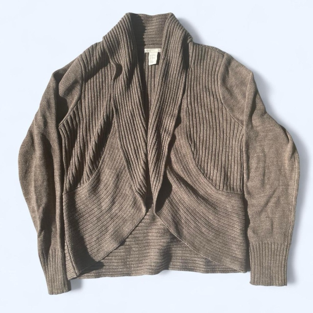 H&M Ribbed Taupe Women's Cardigan